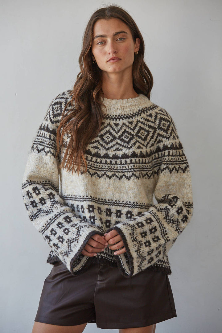 W2738 | Knit Sweater Acrylic Polyester Pullover Top