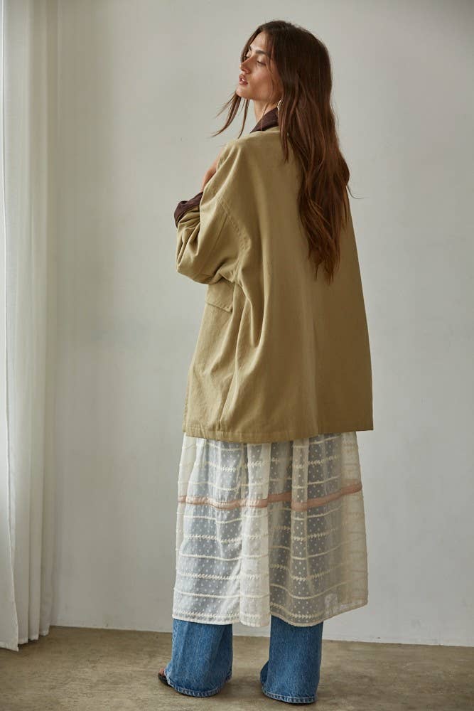 L8704 | Woven Cotton Contrast Corduroy Utility Jacket