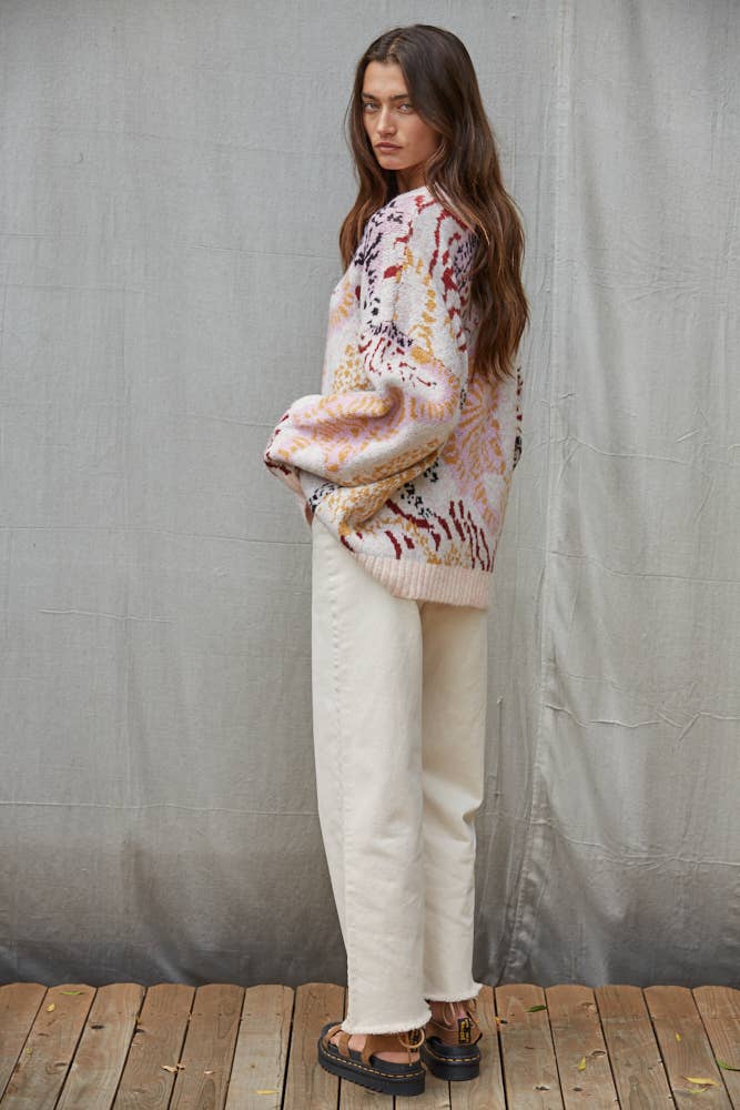 W2675 | Knit Sweater Crew Neck Long Sleeve Pullover Top