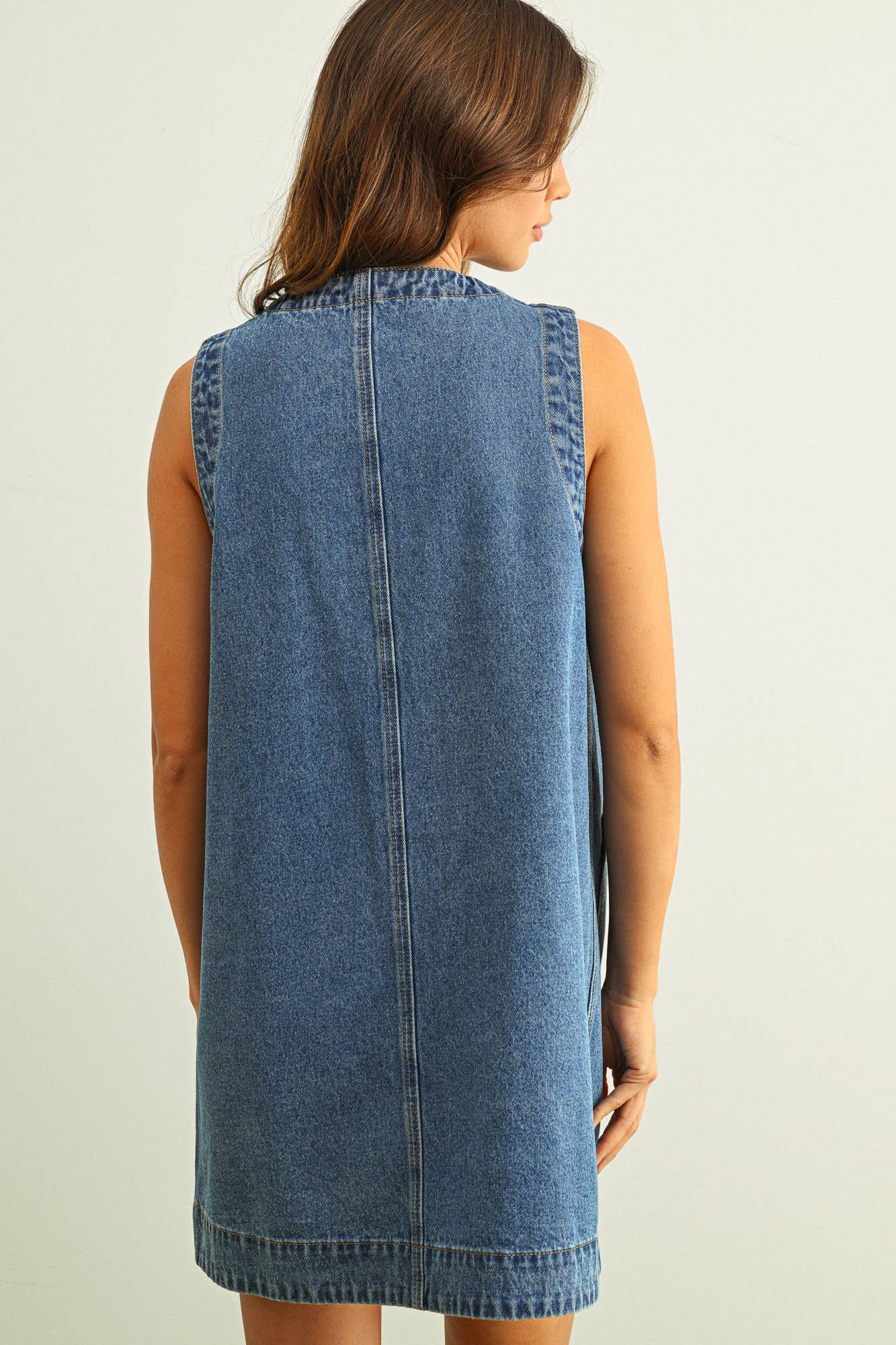 D6086   SLEEVELESS BUTTON FRONT TRUE DENIM DRESS