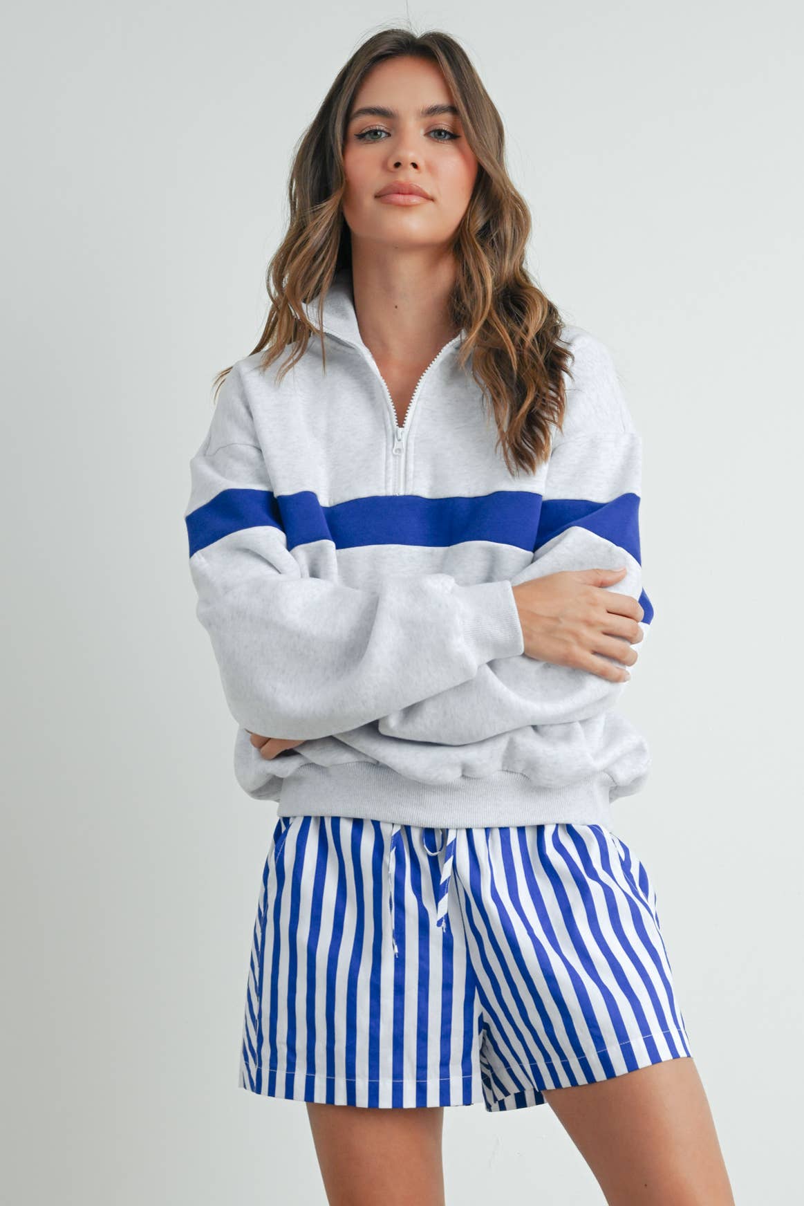 ButterMelonTwo-Toned Half Zip Collar Sweatshirt - BMT7535