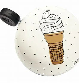 White polka-dot bike bell with ice cream cone design, perfect for coastal PNW adventures