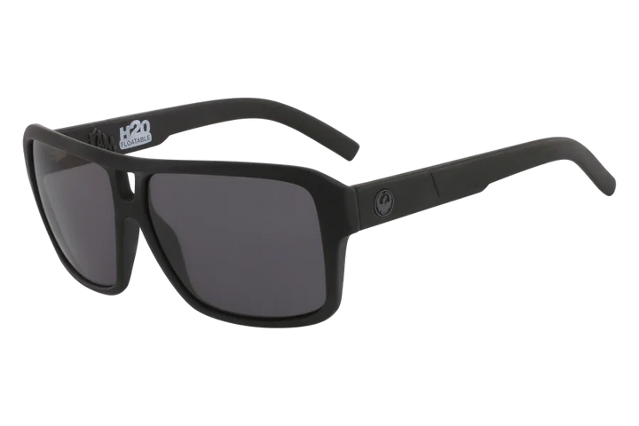Black H2O floatable sunglasses with dark lenses, ideal for outdoor adventures and water activities.